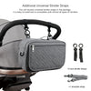 A gray portable diaper bag stroller organizer with multiple universal stroller straps included.