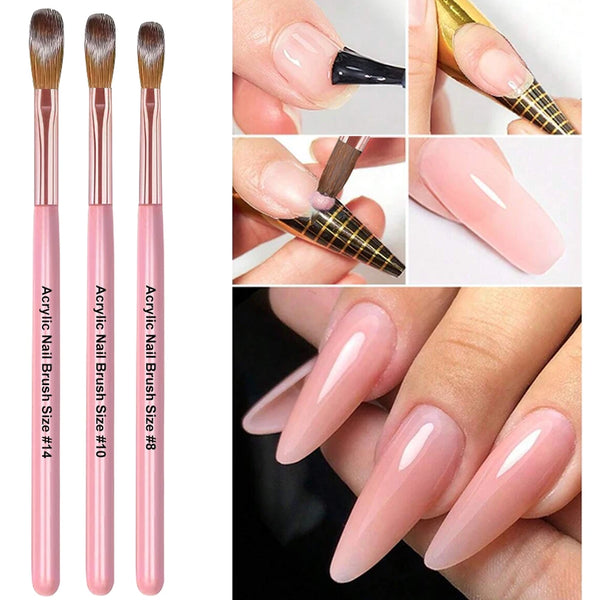 Set aus drei Acryl-Nagelpinseln in Pink und Gold für professionelle Nagelkunst
