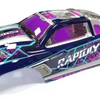 Lila und silbernes 1/16 größens RC-Rennauto mit 4WD, von der Seite betrachtet.