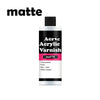 A bottle of matte acrylic varnish for wood sealing, labeled MATTE.