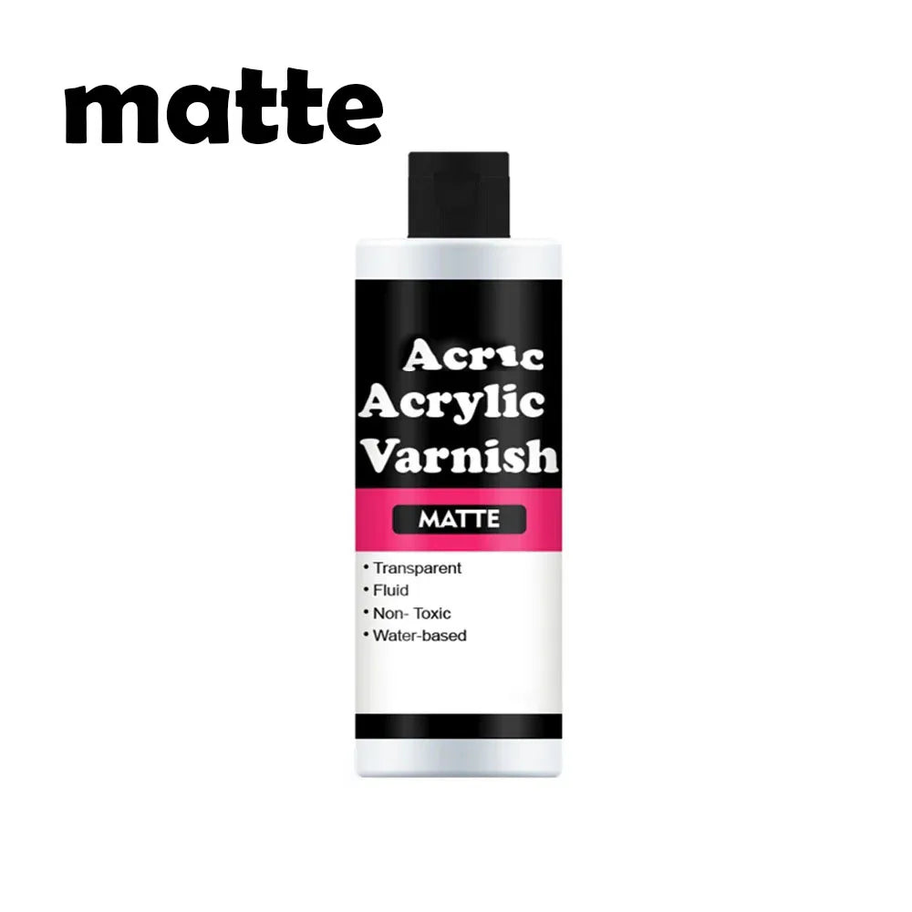 A bottle of matte acrylic varnish for wood sealing, labeled MATTE.
