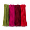 A bundle of 400 chenille stems in various shades of green, pink, and red.