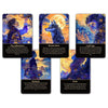 A set of four Akashic Oracle cards featuring mystical imagery of a wolf and celestial elements for energy healing.