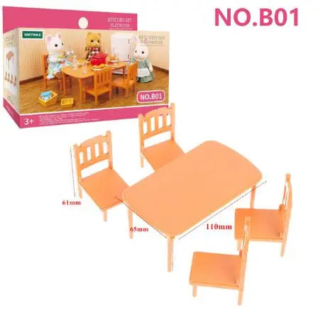 Forest Animal Miniature Dollhouse Furniture Set – 1/12 Scale Bedroom, Kitchen & Bathroom Decor