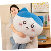 A white and blue Chiikawa plush doll featuring two characters, Hachiware and Usagi, sitting on a light-colored sofa.