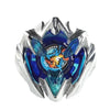 Silver metal spinning top featuring a blue and orange flame design.