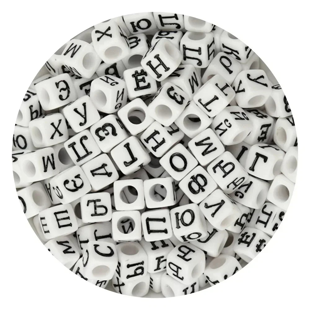 Acrylic Alphabet Beads for Jewelry Making - Mixed Letter Cubes