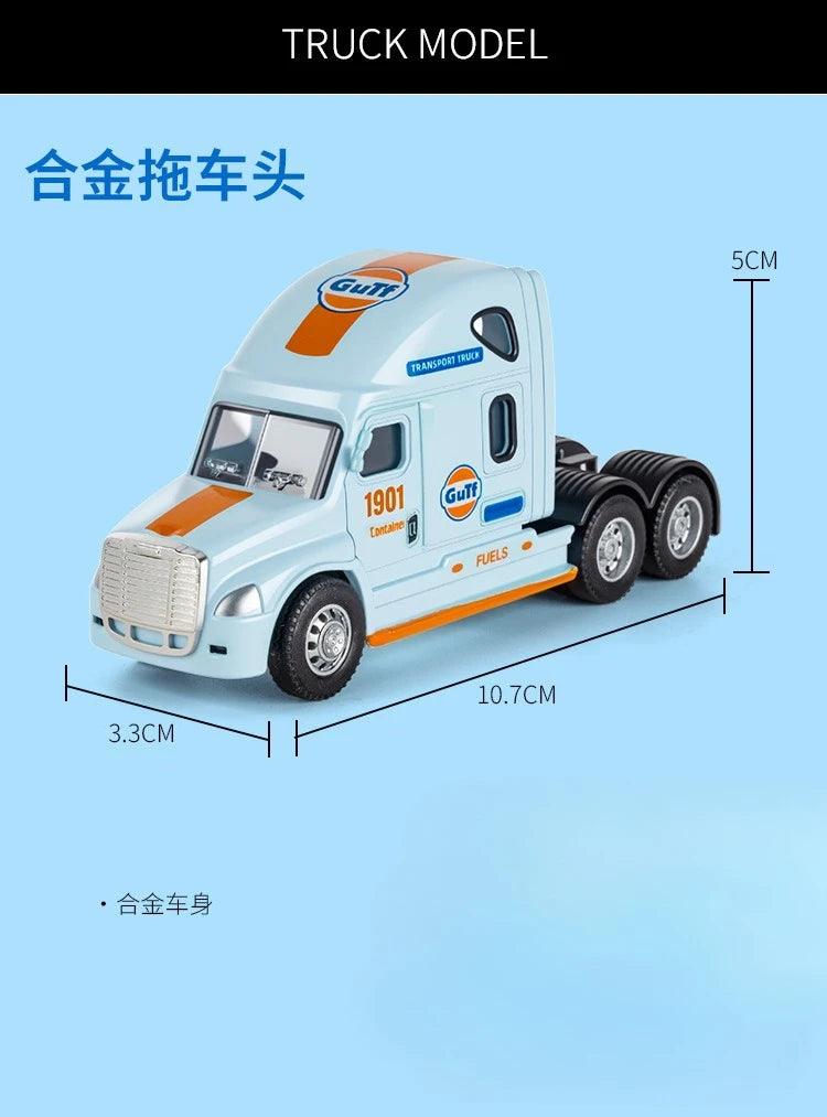 1:64 Scale Die-Cast Trailer Truck with Container - Gulf Racing Edition
