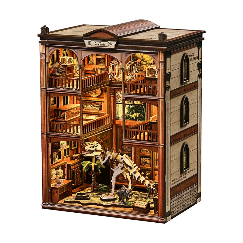 DIY Wooden Dinosaur Book Nook Kit with LED Lights