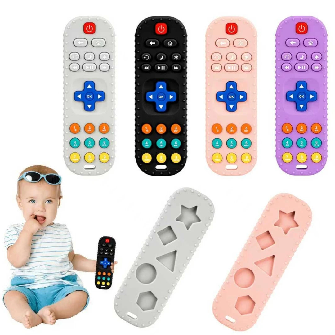 Remote Control Shaped Silicone Teether for Babies 0-12 Months