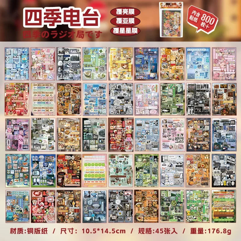 A collection of retro Japanese style sticker books and sheets for scrapbooking and journaling.