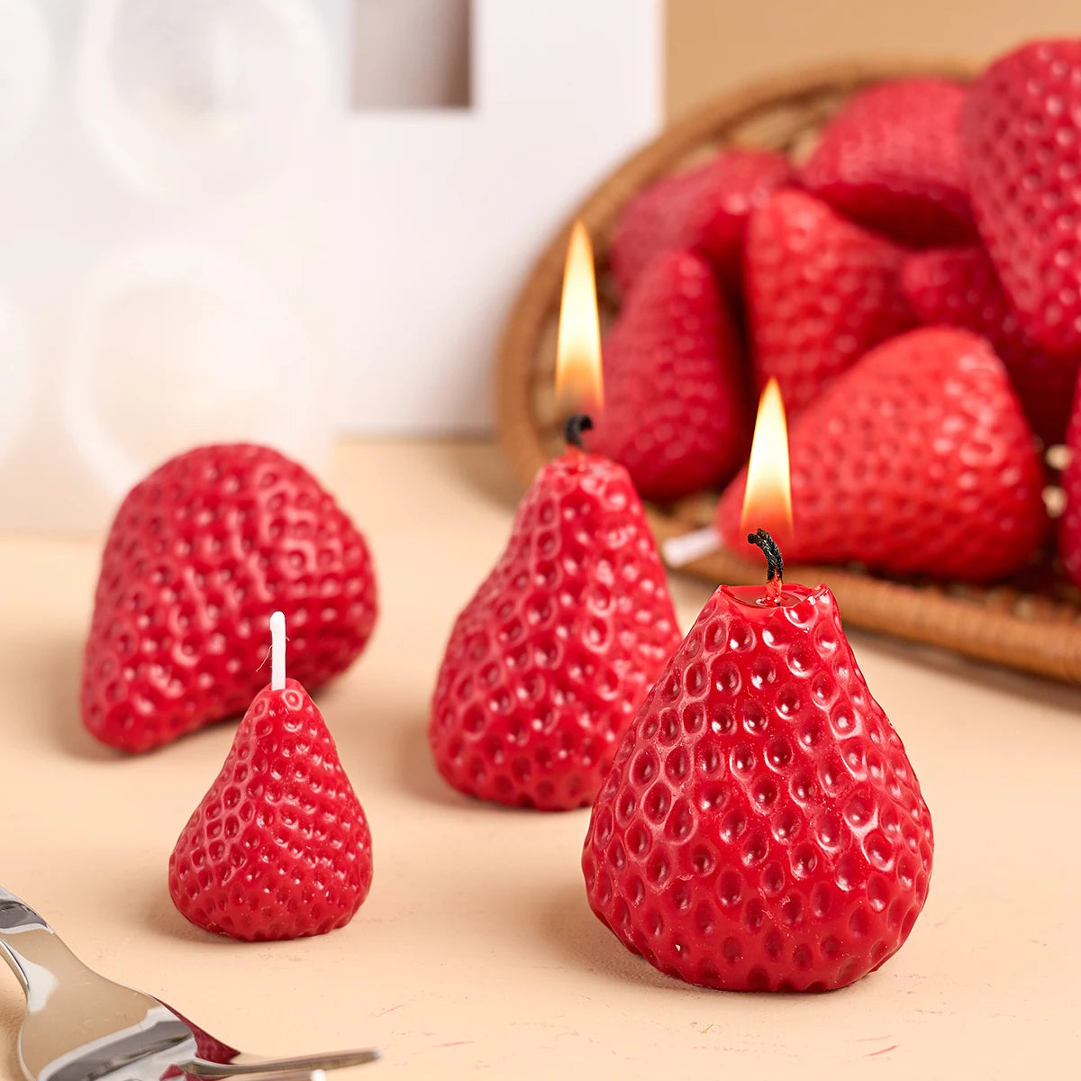 Strawberry Shaped Silicone Candle Mold for DIY Crafts