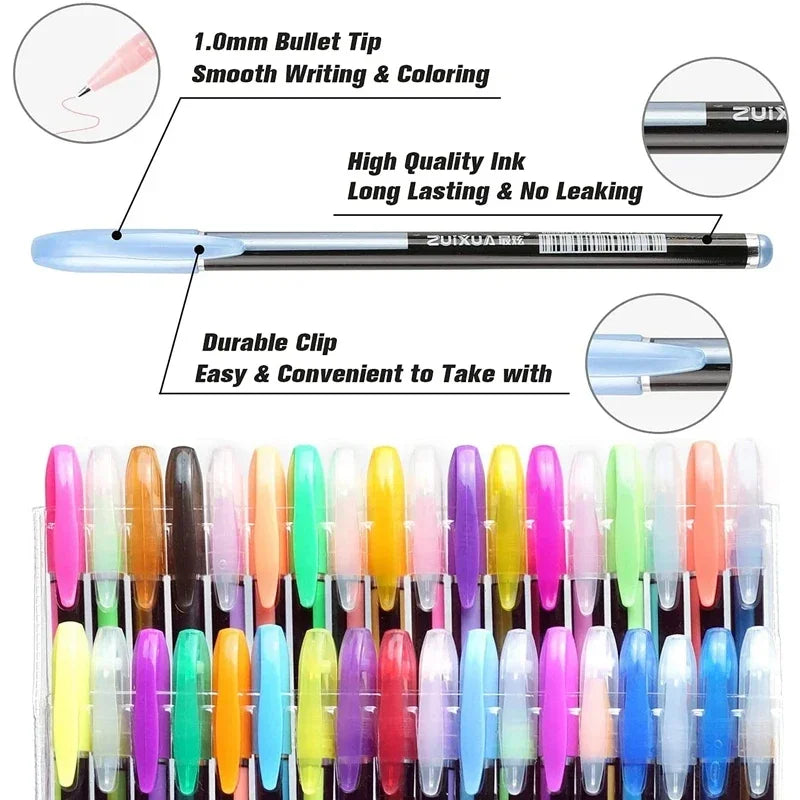Metallic Glitter Gel Pens with Storage Case