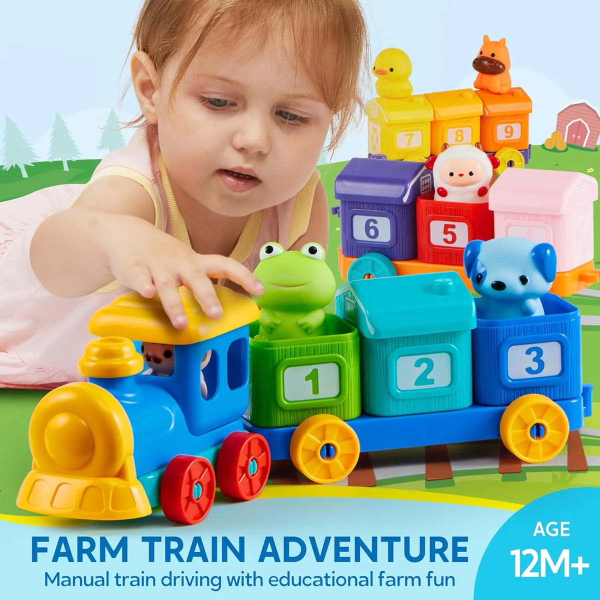 Counting & Sorting Farm Train with 9 Animal Figures