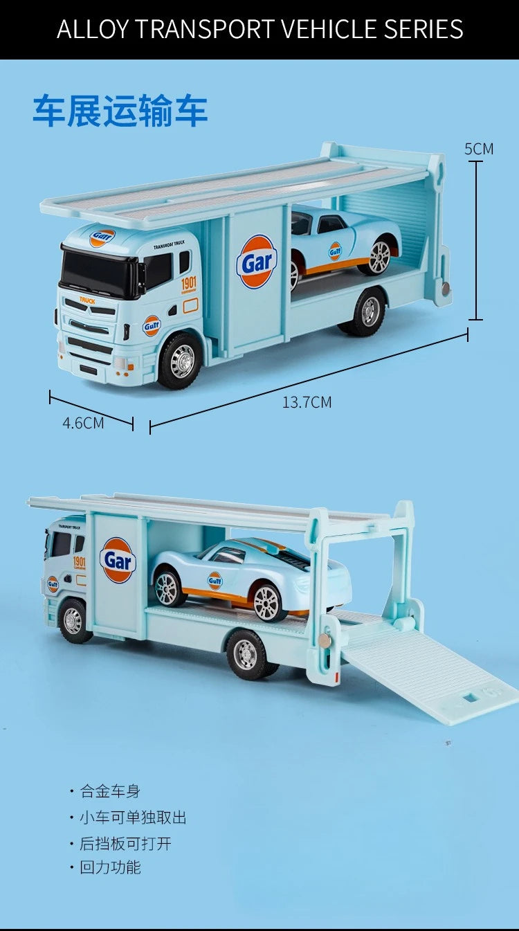 1:64 Scale Die-Cast Trailer Truck with Container - Gulf Racing Edition