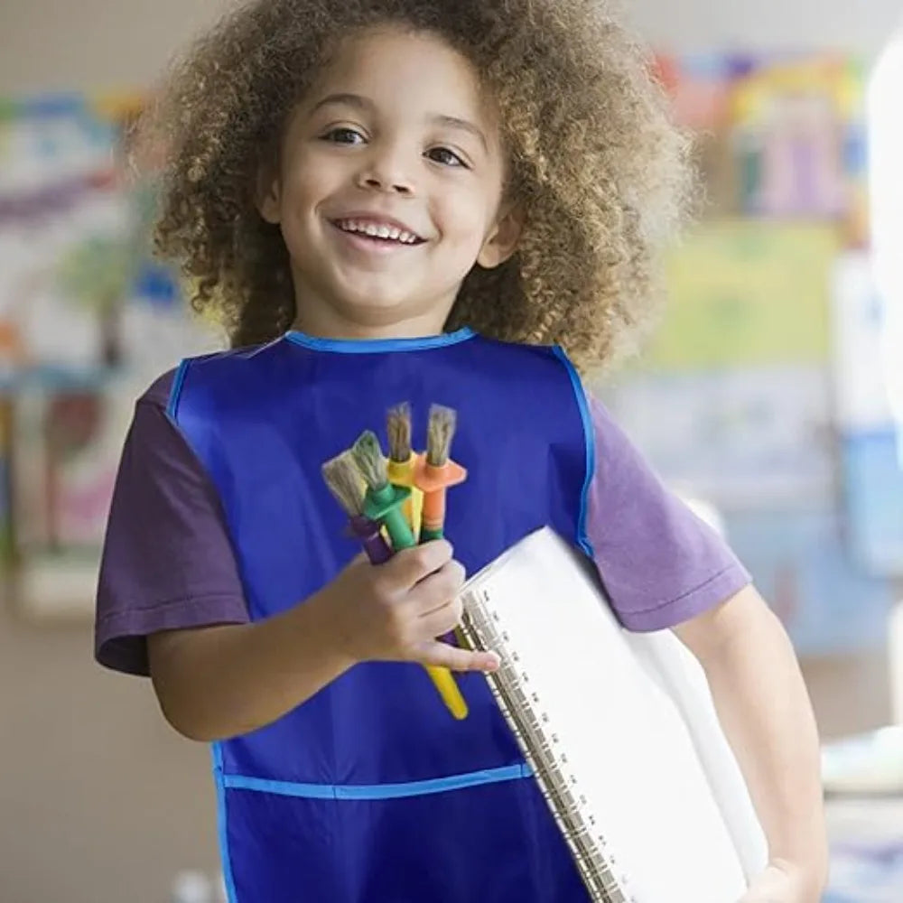 Waterproof Kids Art Smock with Pockets for Painting & Crafts
