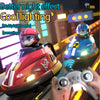 A red remote control battle car toy is shown in a close-up, with a blue armored figure in the background.