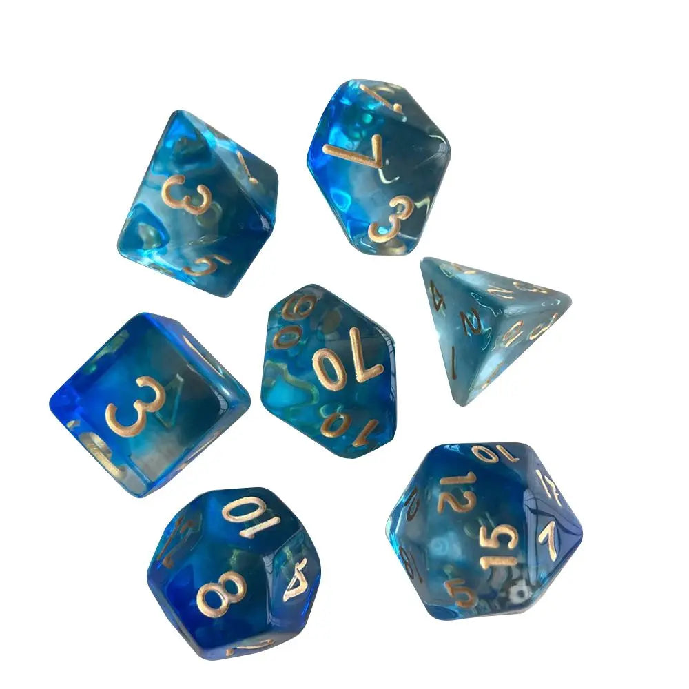 7-Piece Polyhedral Dice Set with Dual-Color Design for RPG and Tabletop Games
