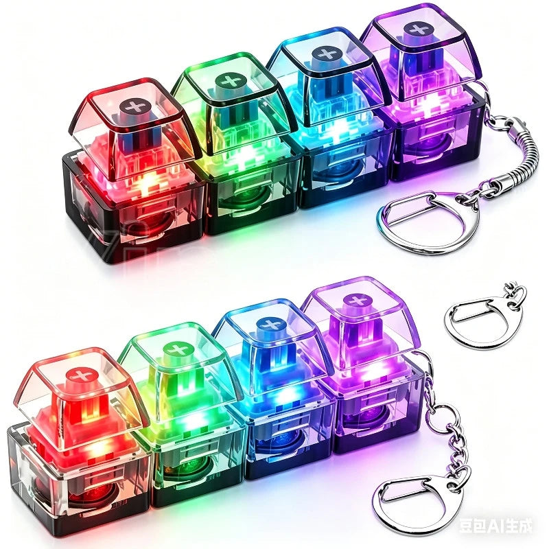 LED Macaron Keyboard Fidget Toy with Keychain