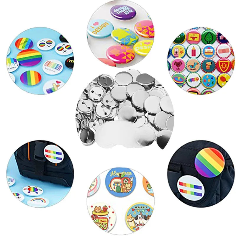 Blank Badge Making Kit with Metal Pin Backs and Paper Inserts