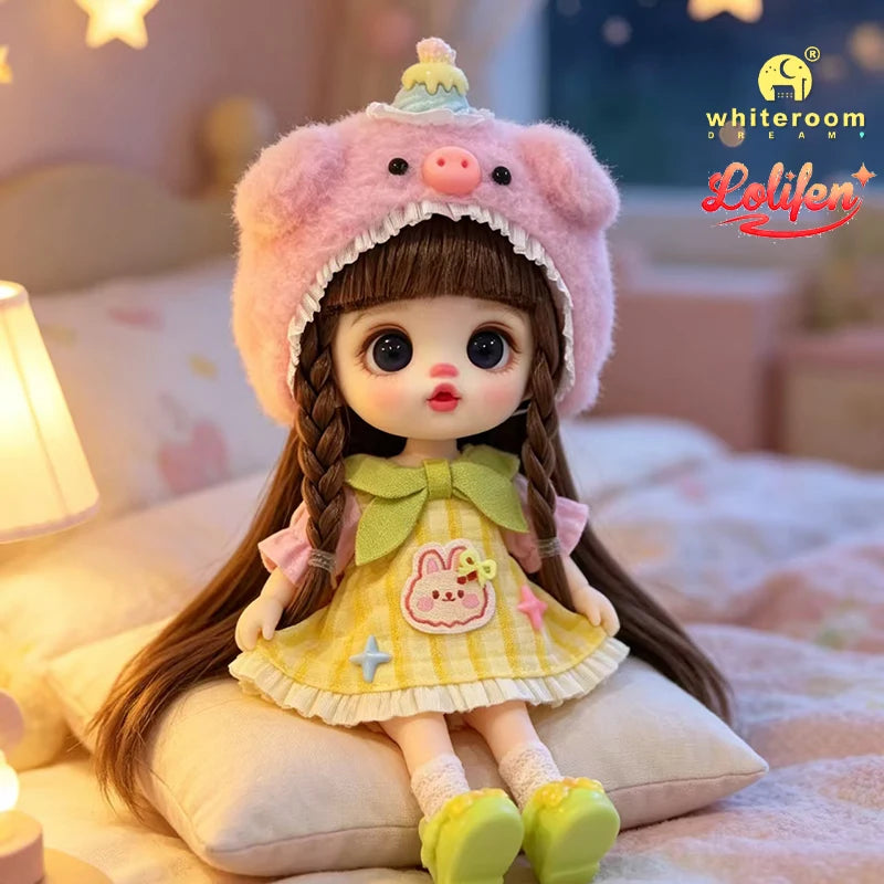 Coco Elegant Girl 13cm Articulated BJD Doll with Phone Lanyard & Replaceable Eyes