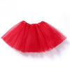 A bright red three-layer tutu skirt for girls displayed flat.