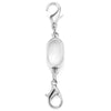 A silver magnetic lobster claw clasp used for jewelry making.