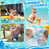 Summer games featuring reusable silicone water balloons being used for outdoor and water play.