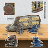 A detailed model of a military combat unit featuring robots, arms, and a transport warship built from building blocks.