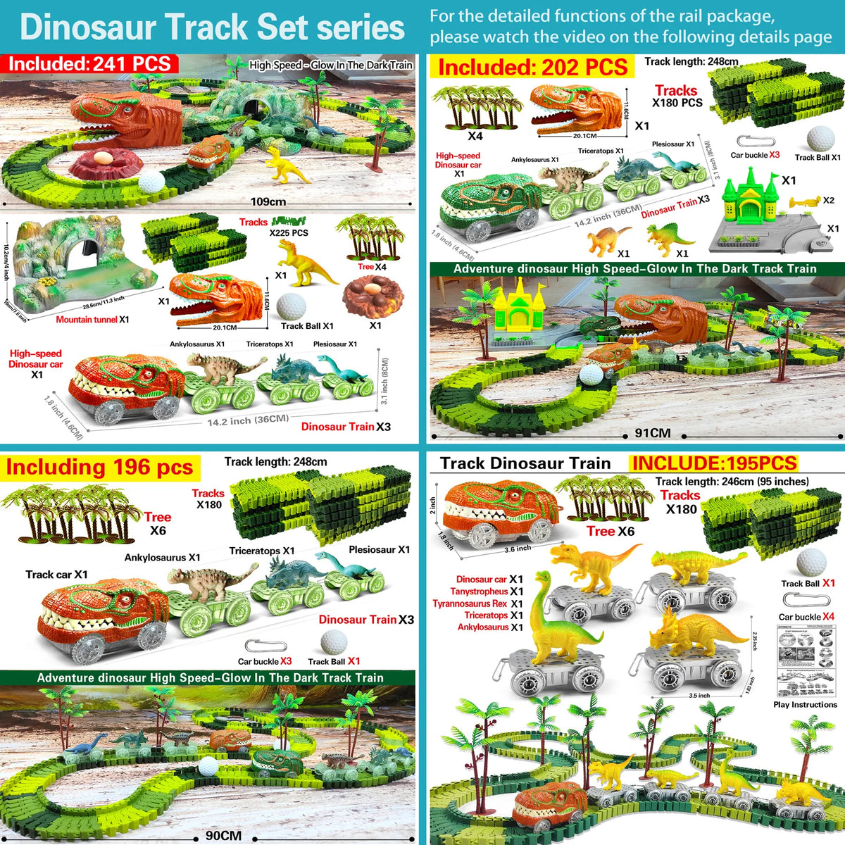 Dinosaur Train Toy Set with Flexible Road Race Track and Dino Car