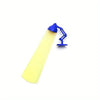 A yellow cartoon desk lamp bookmark with a blue handle and stand.