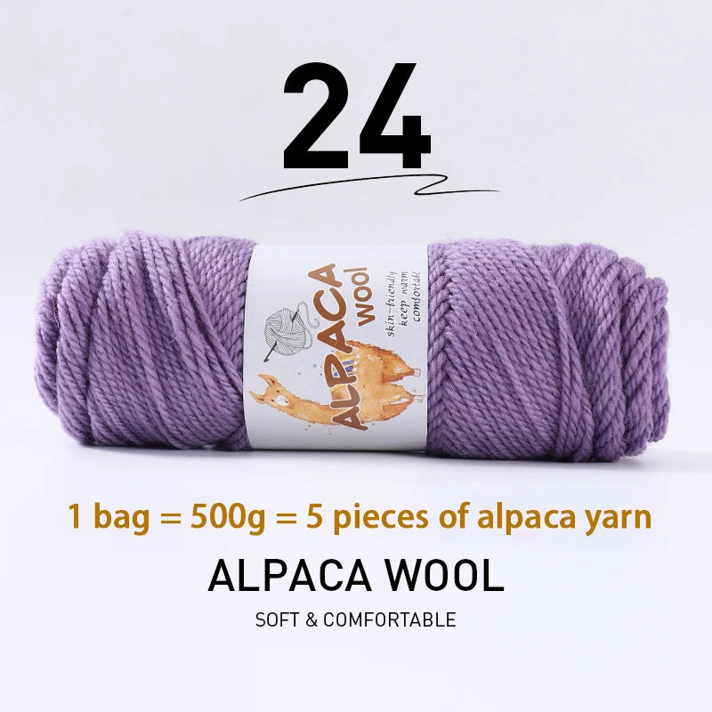 Luxurious Alpaca Wool Blend Yarn — 500g Thick Knitting Yarn