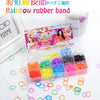 A colorful kit of rubber bands and beads for making DIY bracelets and jewelry