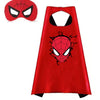 A red superhero cape and mask set featuring a Spider-Man design for kids dress-up.