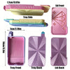 Diamond painting organizer tray showing various views including the lid front, tray side, tray front, tray back, and lid back
