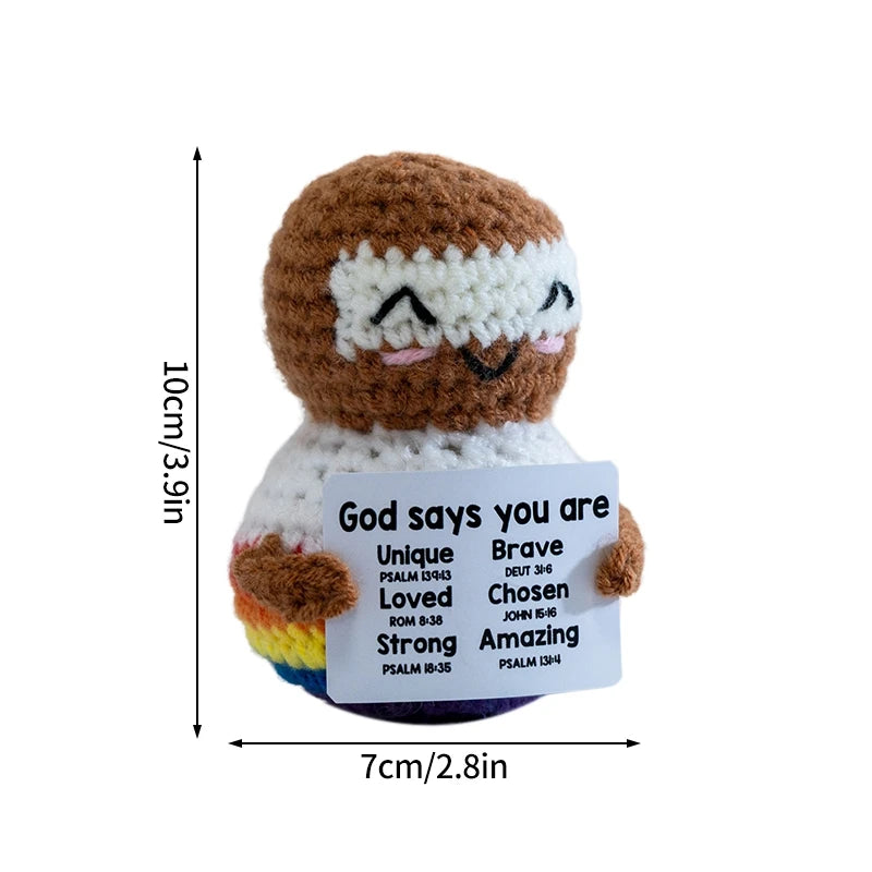 Handmade Crochet Positive Doll with Hugging Card