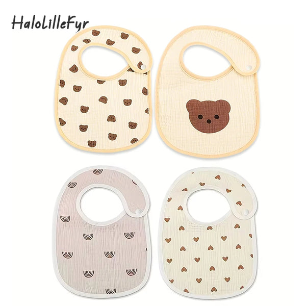 Baby Cotton Gauze Bibs with Waterproof Backing (2-Pack)