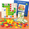 Wooden Mosaic Puzzle Set for Toddlers – Montessori Shape & Color Learning Toy