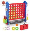 4-in-1 Giant Outdoor Game Set with Basketball Hoop & Ring Toss