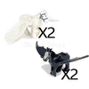 Two white horse models and two black horse models from an African wildlife animal building blocks set