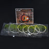 A box of IRIN Hi-Strings nylon and silver-plated copper alloy strings is shown next to a set of guitar strings.