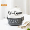 A white bear-shaped stackable bento lunch box with glasses, measuring 800ml and 14.3cm long.