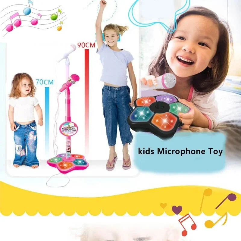 Kids Karaoke Microphone Stand Set with Party Lights