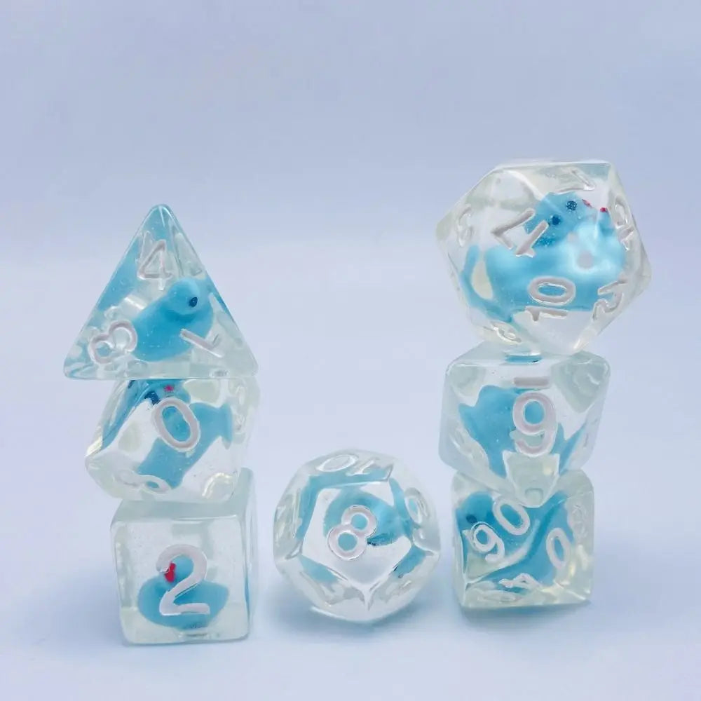 Acrylic Polyhedral Dice Set with Animal Duck Fillers