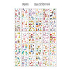 A grid display of 30 pieces of colorful temporary tattoos featuring various designs for kids and adults.