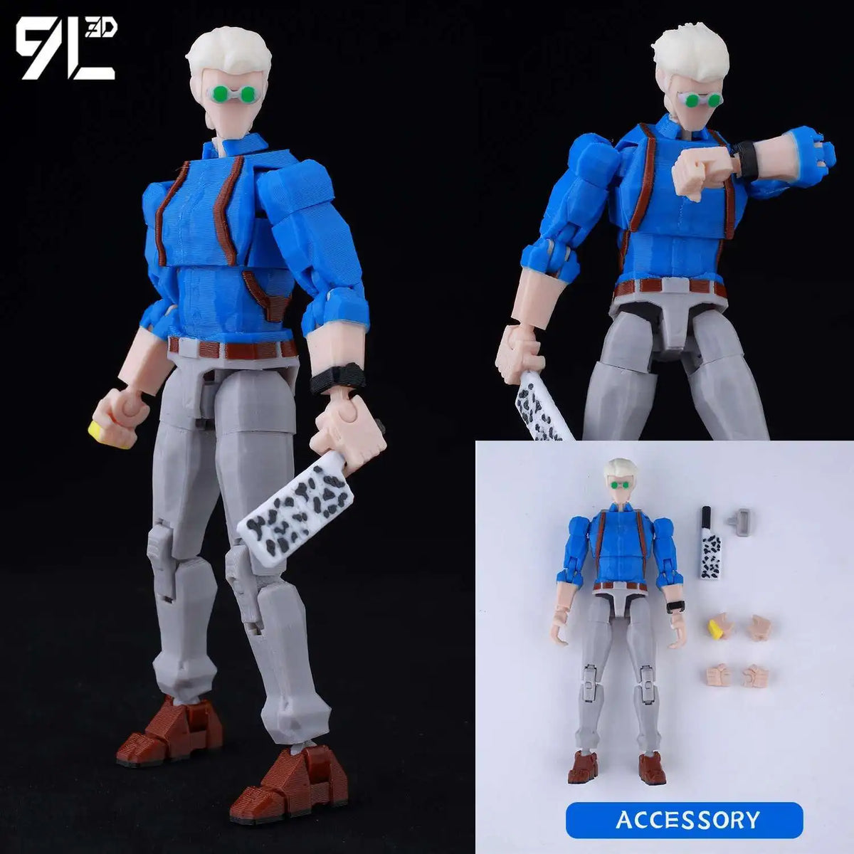 A fully articulated 14cm action figure of Jujutsu Kaisen Yuji Itadori in blue and gray attire.