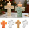 Floral cross silicone mold in various colors including white, peach, and mint green for resin and soap crafts