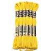A set of six skeins of vibrant yellow embroidery thread for cross stitch and DIY crafts.