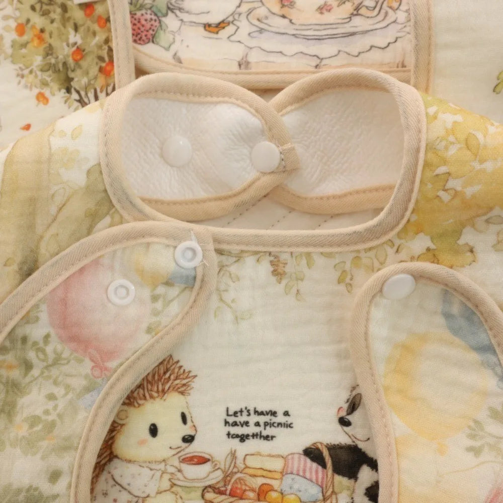 Cotton Baby Bibs with Adjustable Neck – Waterproof & Absorbent