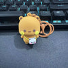 A cute cartoon bear couple keychain set featuring a large orange bear and a small white bear.